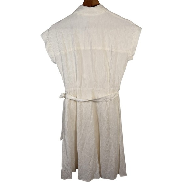 Calvin‎ Klein Women’s Button Up Short Sleeve Shirt Dress Cream White Size 4 - Picture 2 of 7